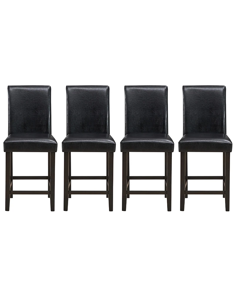 Gymax Set of 4 Bar Stools 25inch Counter Height Barstool Pub Chair w/Rubber Wood Legs