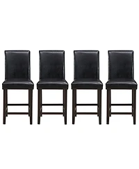 Gymax Set of 4 Bar Stools 25inch Counter Height Barstool Pub Chair w/Rubber Wood Legs