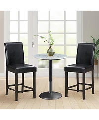 Gymax Set of 2 Bar Stools 25inch Counter Height Barstool Pub Chair w/Rubber Wood Legs