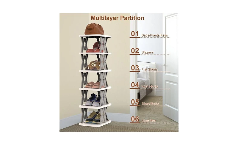 Foldable Shoe Rack with 6 Tiers – Compact Shoe Storage Shelf for Small Spaces, Closet or Dorm