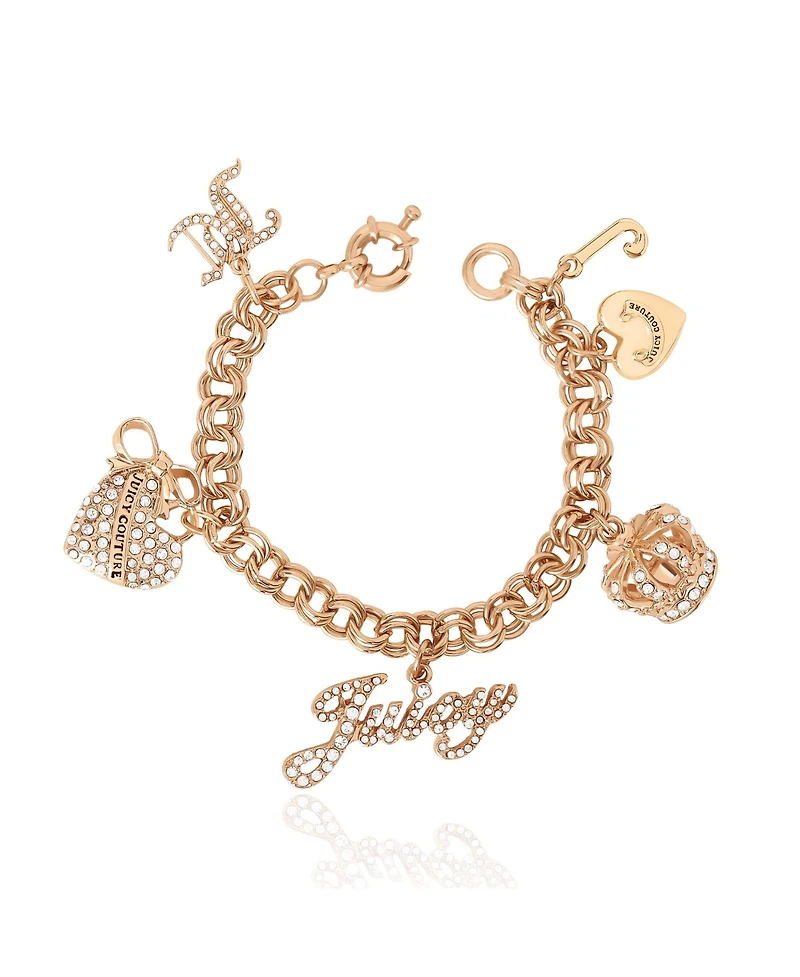 Juicy Couture Gold-Tone Charm Bracelet with Pave Accents