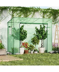Outdoor Portable Walk-in Greenhouse with Pe Cover Heavy-Duty Metal Frame Roll-up Zipper Door