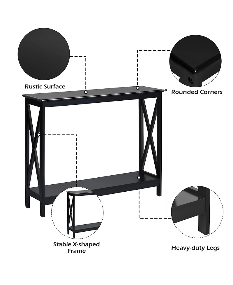 2-Tier Console Table x-Design Bookshelf Sofa Side Accent