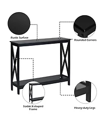 2-Tier Console Table x-Design Bookshelf Sofa Side Accent