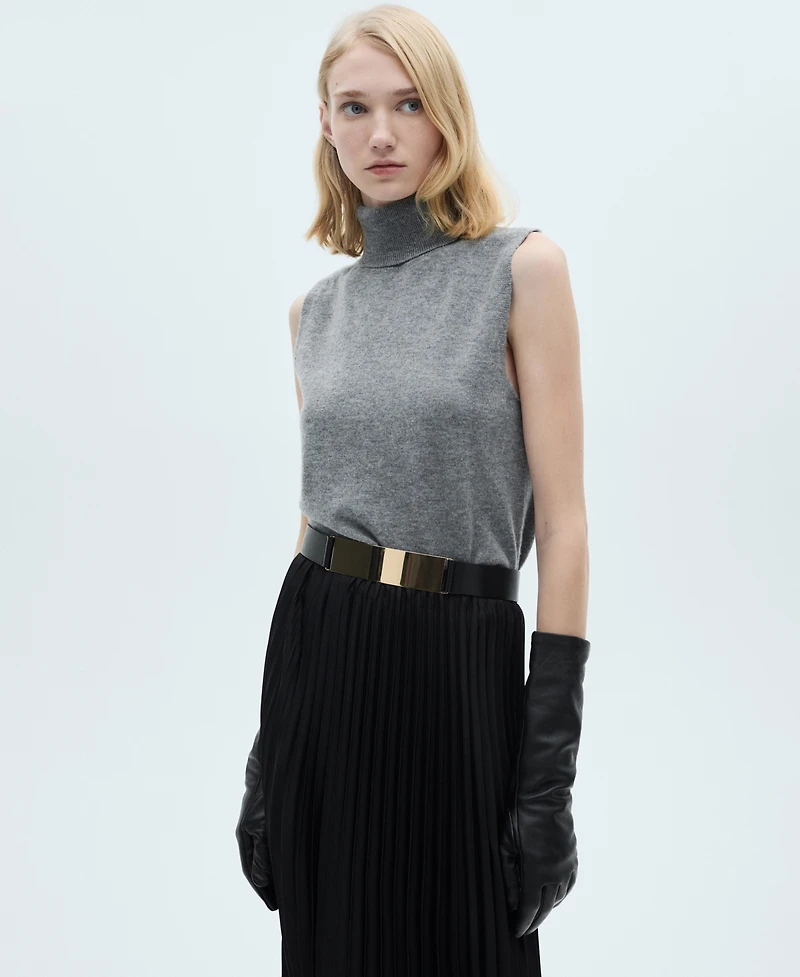 Mango Women's Straight Pleated Skirt