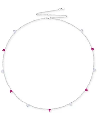 Macy's Lab Created Ruby (5-1/2 ct. t.w.) & White Sapphire (5-1/2 ct. t.w.) Heart Necklace, Bracelet & Earrings in Sterling Silver