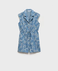 Mango Women's Embroidered Detail Denim Overalls