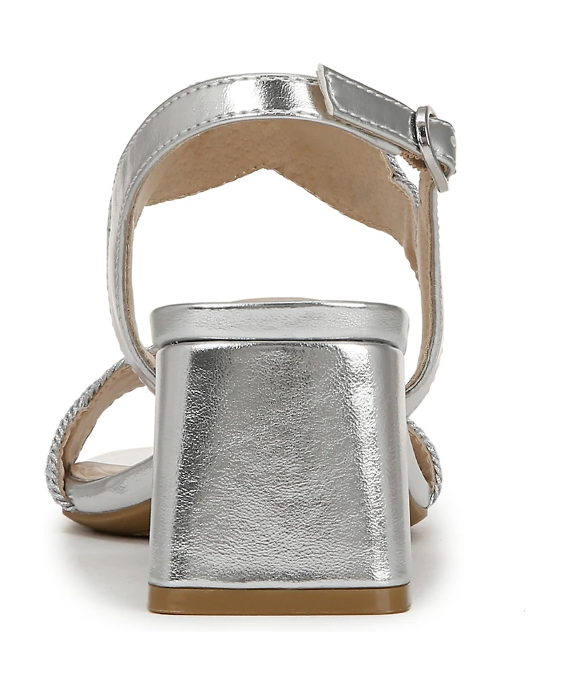 LifeStride Women's Charnelle Angled Block Heel Square Open Toe Slingback Dress Sandals