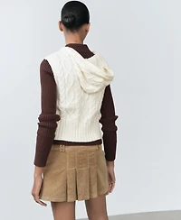 Mango Women's Hooded Cable Knit Sweater Vest
