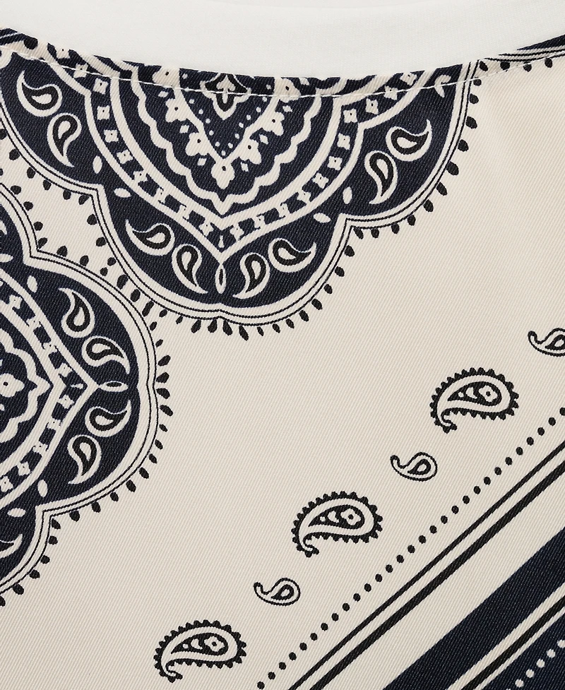 Mango Women's Asymmetrical Paisley Print T-Shirt