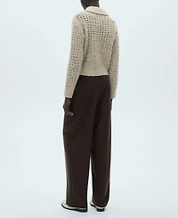 Mango Women's Openwork Knit Polo Neck Sweater