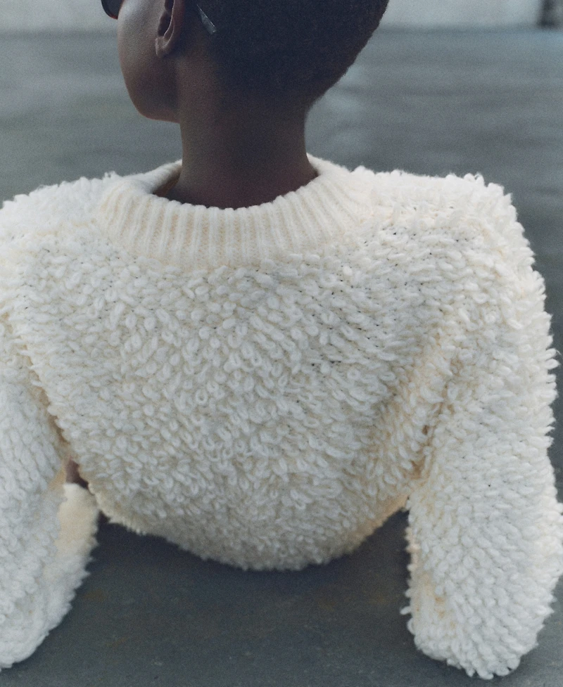 Mango Women's Round Neck Boucle Sweater