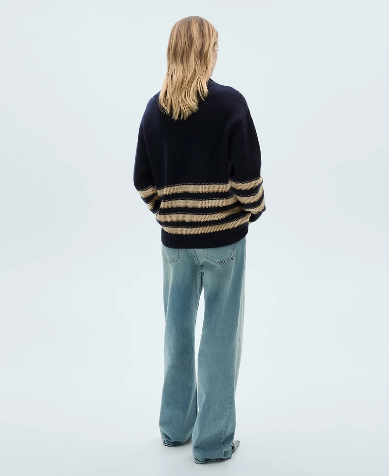 Mango Women's Perkins Neck Striped Sweater