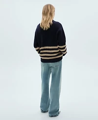 Mango Women's Perkins Neck Striped Sweater