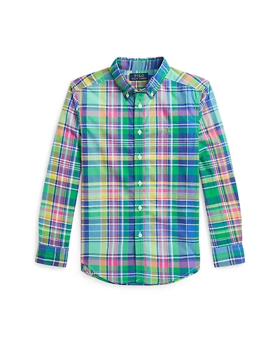 Polo Ralph Lauren Big Boys Plaid Poplin Shirt
