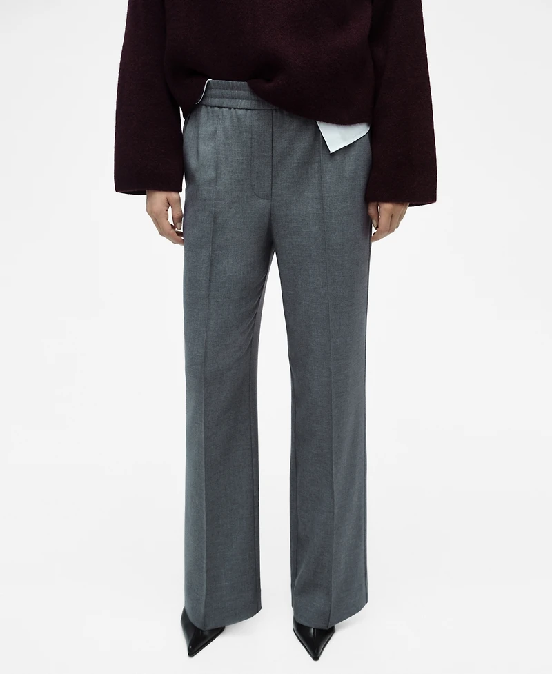 Mango Women's Elastic Waist Flared Pants