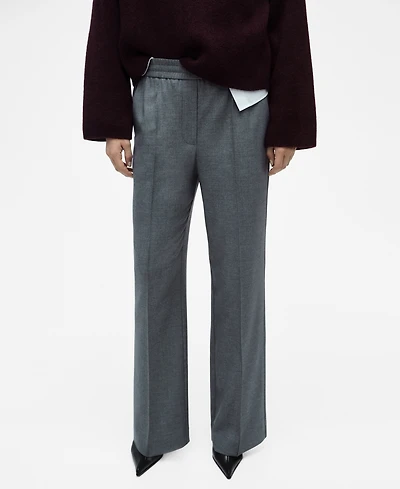 Mango Women's Elastic Waist Flared Pants
