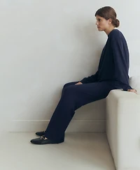 Mango Women's Knitted Wide Leg Pants