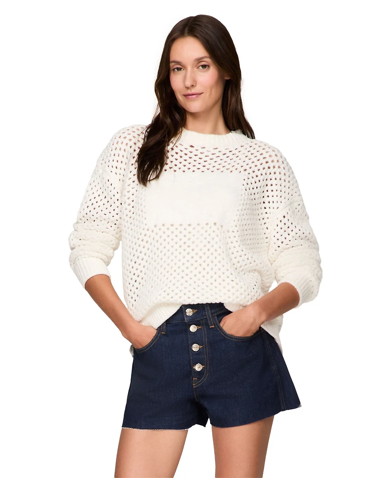 Tommy Jeans Women's Flag Open-Knit Crewneck Sweater