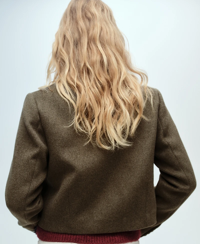 Mango Women's Pockets Detail Wool Blend Jacket