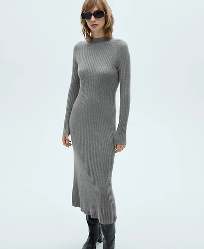 Mango Women's Perkins Collar Flared Knit Dress