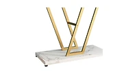 Slickblue Industrial Console Table for Entryway, Gold Frame with Faux Marble Top
