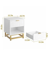 gaomon Modern 2 Drawer Dresser for Bedroom, Large End Side Table Bedside Table with 2 Drawers, Wooden Night Stand with Metal Legs for Bedroom, Hallway