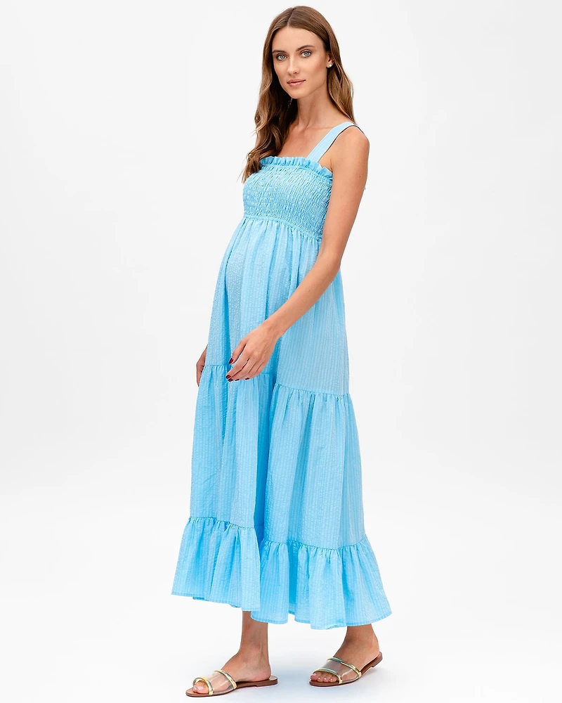 Pietro Brunelli Maternity Smock Tiered Maxi Dress Holly