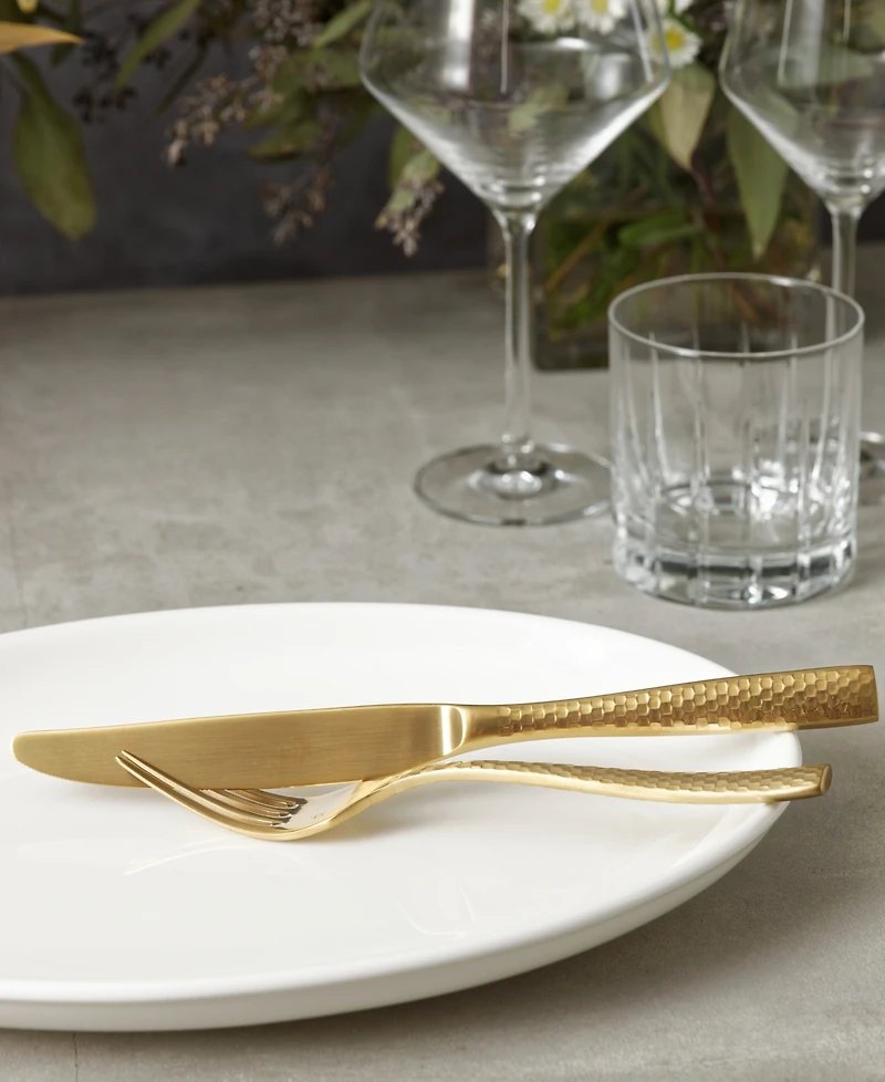 Fortessa Lucca Faceted Brushed Gold 20pc Flatware Set