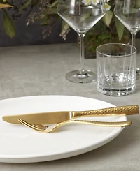 Fortessa Lucca Faceted Brushed Gold 20pc Flatware Set