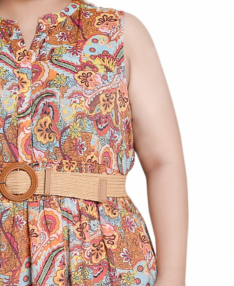 Ny Collection Plus Size Sleeveless Belted Midi Dress