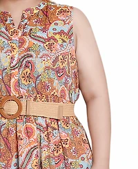 Ny Collection Plus Size Sleeveless Belted Midi Dress