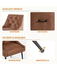 Dyhome Modern Upholstered Dining Chairs Set of 2, Mid Century Kitchen Side with 5.12” Cushions and Back Pull Rod for Kitchen, Living Roo