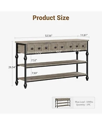 Gaomon 41" Entryway Table, Console Table with 2 Storage Drawers, 3 Tier Industrial Metal Sofa Table, Behind Couch Table, Hallway Table for Entry, Livi