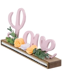 Northlight "Love" with Flowers Wooden Valentine's Day Sign, 11.25"