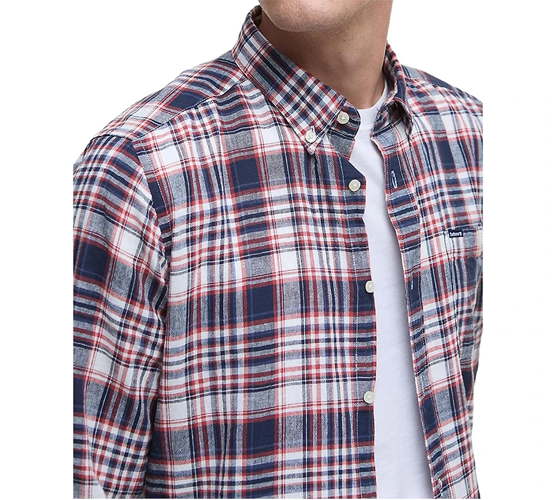 Barbour Men's Tailored-Fit Bridport Linen-Blend Plaid Shirt