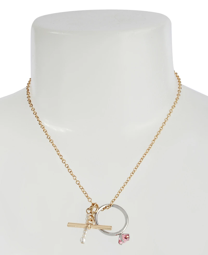 Steve Madden Punk Romance Faux Cultivated Pearl Ring Charm Necklace