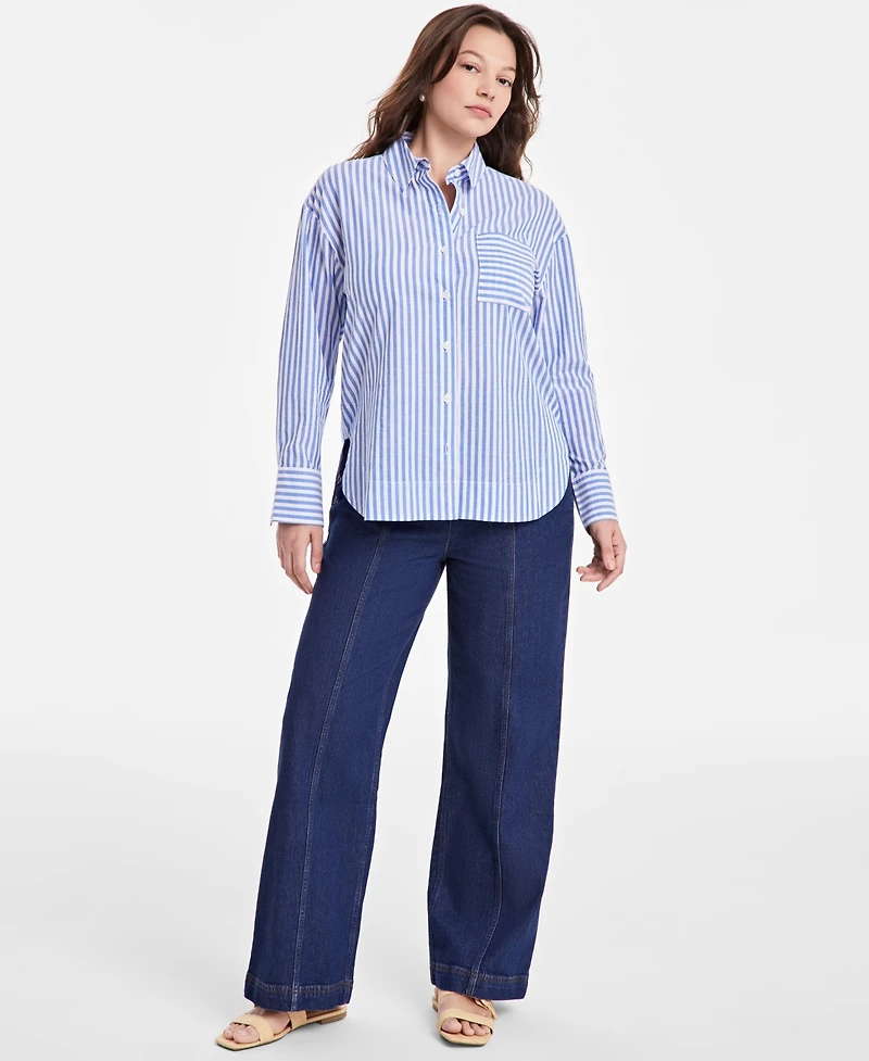 On 34th Women's Cotton Striped Button-Front Shirt