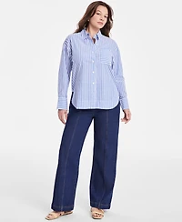 On 34th Women's Cotton Striped Button-Front Shirt