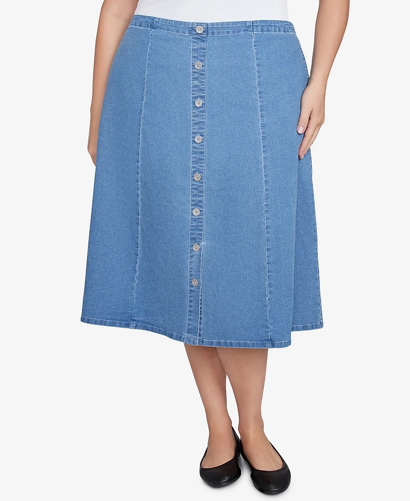 Alfred Dunner Plus Size Paneled Denim Skirt
