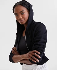 Id Ideology Women's Cropped Full-Zip Knit Hoodie, Exclusively at Macy's