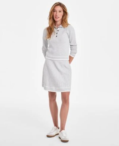 On 34th Womens Tipped Long Sleeve Polo Sweater Tipped Knit Skirt Exclusively At Macys