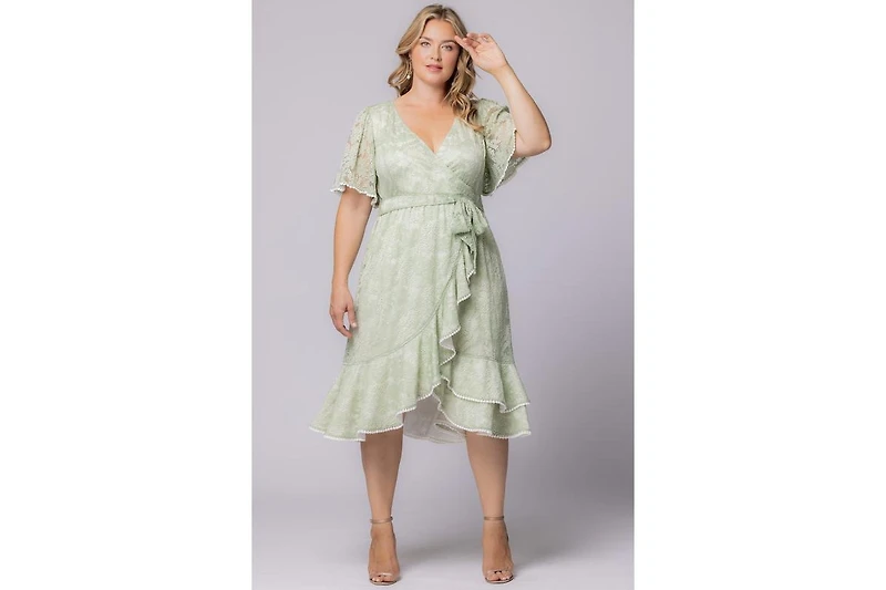 Kiyonna Plus Palermo Lace Faux Wrap Cocktail Dress