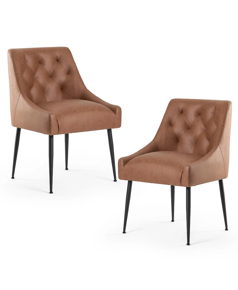 Dyhome Modern Upholstered Dining Chairs Set of 6, Mid Century Kitchen Side with 5.12” Cushions and Back Pull Rod for Kitchen, Living Roo