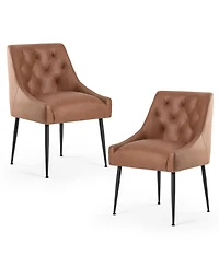 Dyhome Modern Upholstered Dining Chairs Set of 6, Mid Century Kitchen Side with 5.12” Cushions and Back Pull Rod for Kitchen, Living Roo