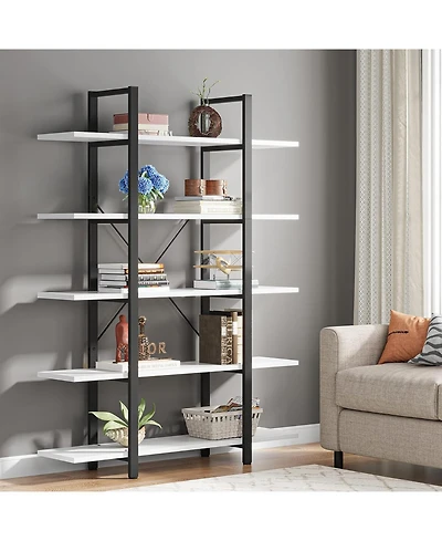 Tribesigns 5-Tier Bookshelf, Tall Open Office Bookcase, Display Shelves Book Shelf for Living Room, Bedroom, Home Office, White and Balck