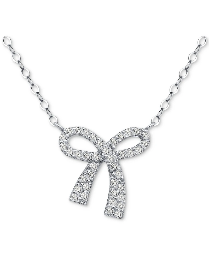 Giani Bernini Cubic Zirconia Bow Pendant Necklace, 18" + 2" extender, Created for Macy's