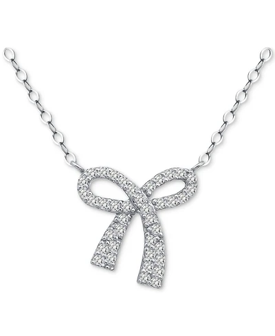 Giani Bernini Cubic Zirconia Bow Pendant Necklace, 18" + 2" extender, Created for Macy's
