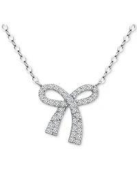 Giani Bernini Cubic Zirconia Bow Pendant Necklace, 18" + 2" extender, Created for Macy's