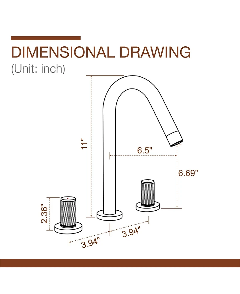 Double Handle 8-Inch Center Wide-Spread Bathroom Faucet with cUPC Lead-Free Hose